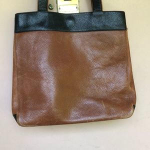 Brown & Black Italian Leather Shoulder Tote Purse by Le Borse